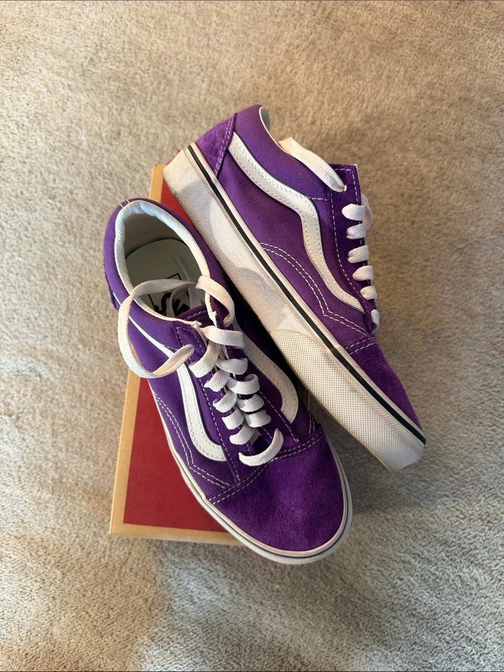 Vans Purple Suede Old Skool Sneakers with White Stripe
